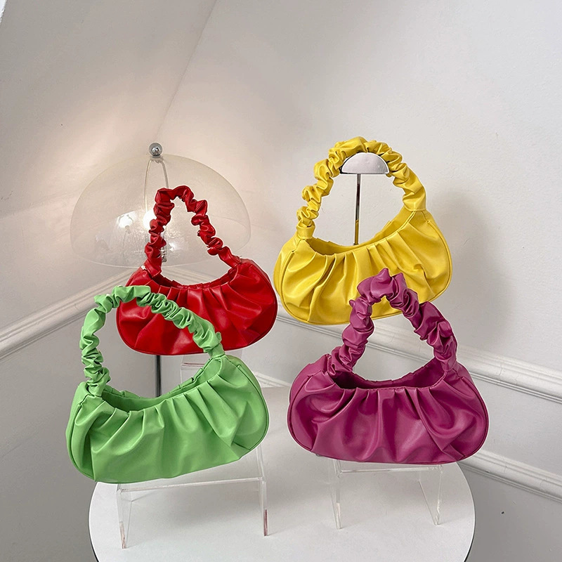 Bags for Women 2025 Spring and Summer New Korean Style One-Shoulder Dumpling Bag French Bag Fashionable Cloud Bag Pleated Satchel