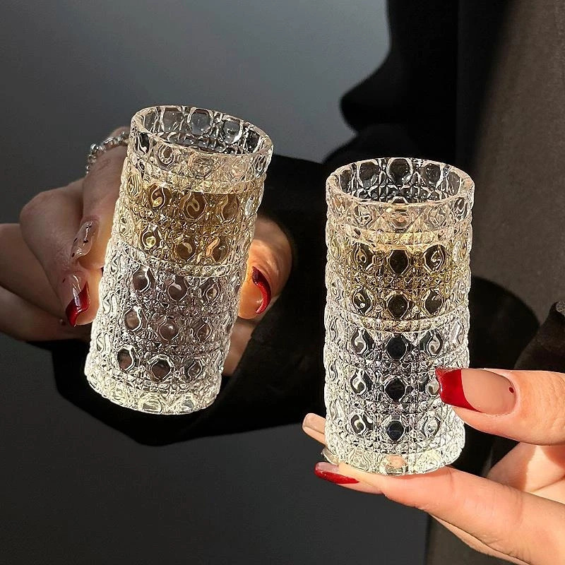 Embossed Thickened Light Luxury Small Wine Glass, Household Glass Liquor Cup, Commercial Wine Set, Thickened Shot Glass, Spirits Cup