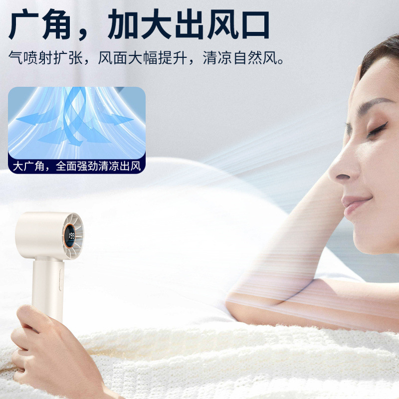 2025 Southeast Asia Cross-Border Popular High-Speed Handheld Small Fan USB Mini Digital Display Bladeless Turbine Fan