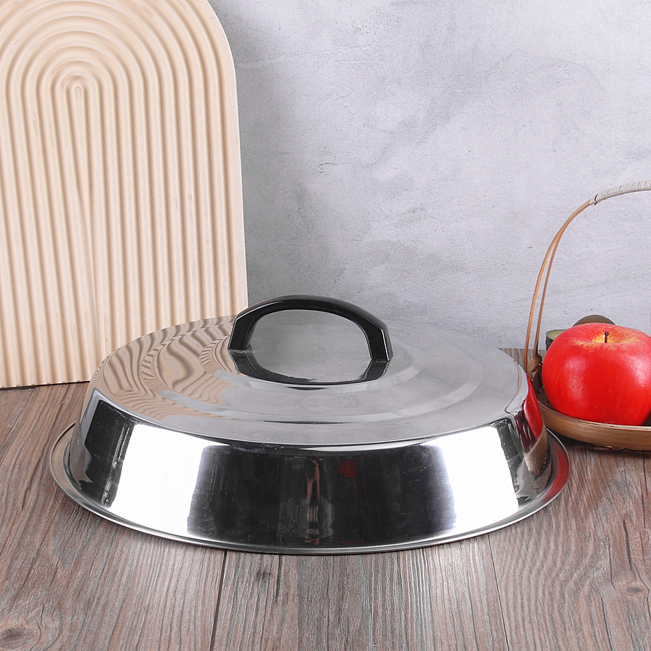 Stainless Steel Pot Cover Tripod Cover Thickened Non-Magnetic High Cover Household Large Pot Cover Tripod Cover Frying Pot Cover Running Jianghu 32-48cm
