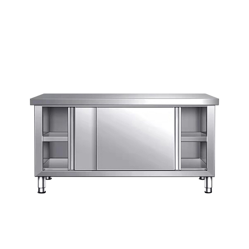 304 stainless steel household sliding door workbench kitchen table loading console cutting commercial countertop chopping board cabinet