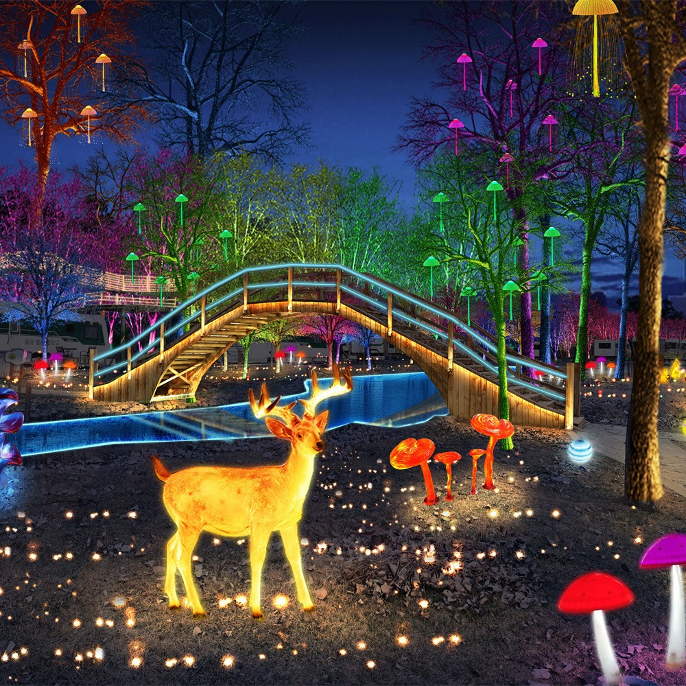 Scenic spot (park) lighting design scheme lighting design scheme lighting project effect diagram holiday lights
