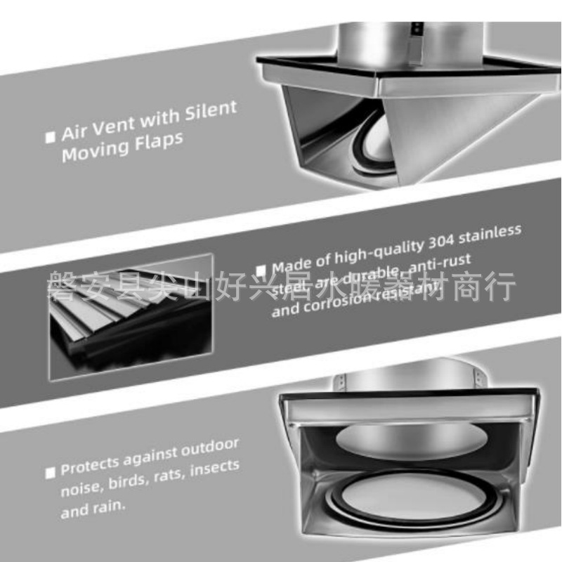 304 stainless steel square hood air outlet vent wall ventilation cover square exterior wall exhaust 100mm4 inches