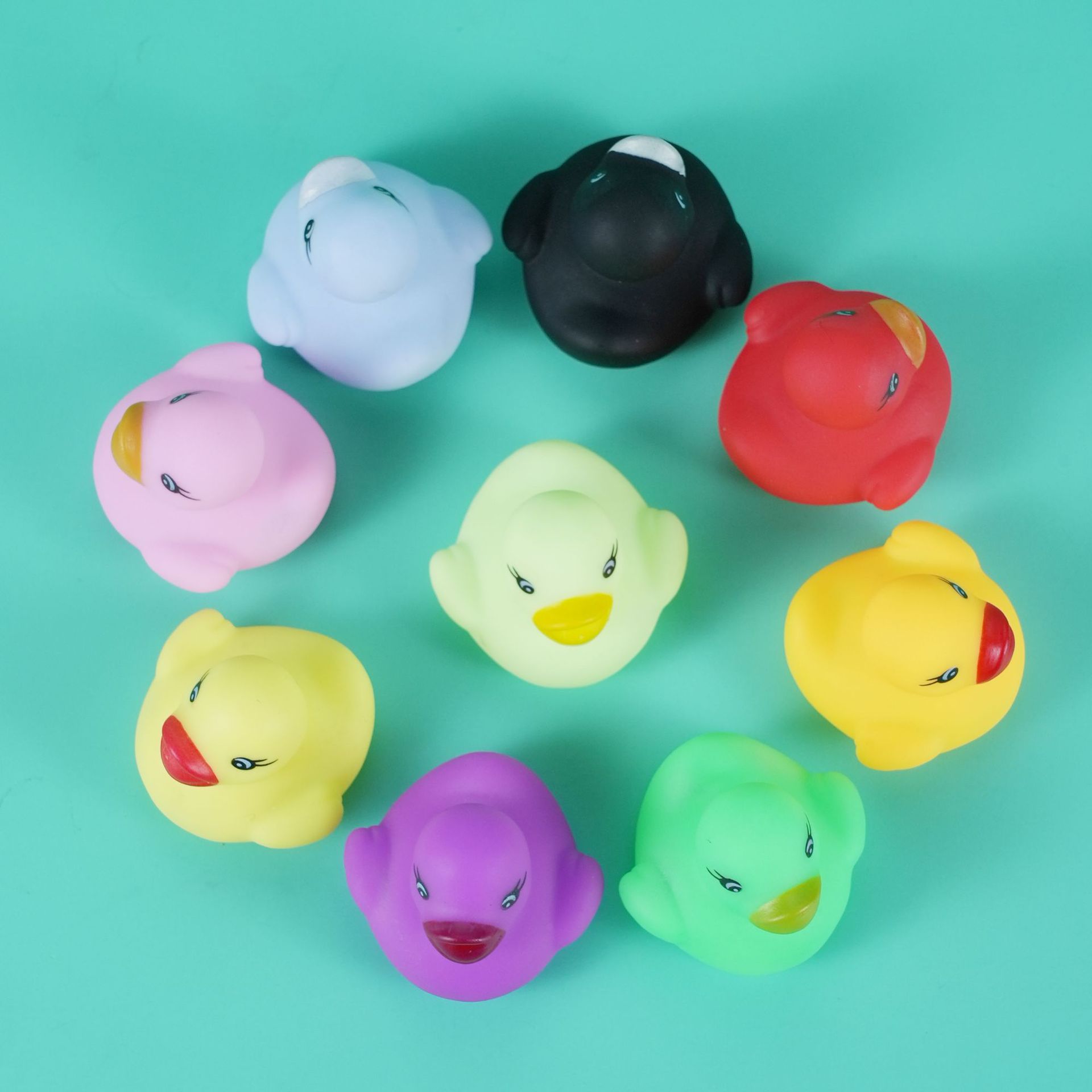 12-colorful Little Yellow Duck for Playing in the Water, Colorfulful Mini Small Duck, Vinyl Soft Glue, Pinch and Barking Duck Bath Toy