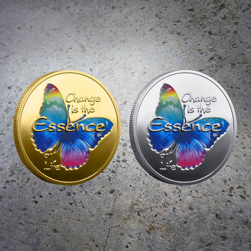 Butterfly Lucky Coin from Cocoon to Butterfly, Inspirational English Coin, Gift for Yourself, Small Gift for Fingertip Play