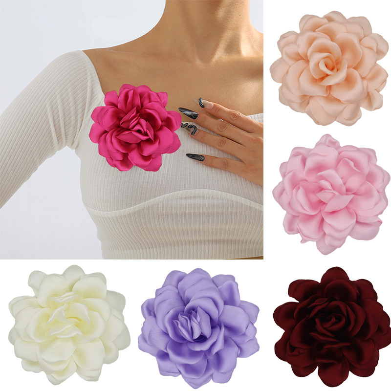 Французская брошка в стиле Дали, атласная брошка из шифона, двусторонняя брошка, заколка для волос, аксессуары для одежды