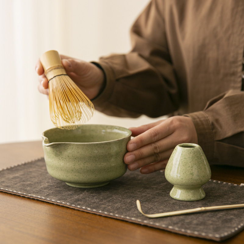 Cross-mirror Japanese-style Matcha Bowl Ceramic Matcha Tea suit Tea Bamboo Matcha Tea Brush Baiben Li Song Dynasty Tea Ceremony