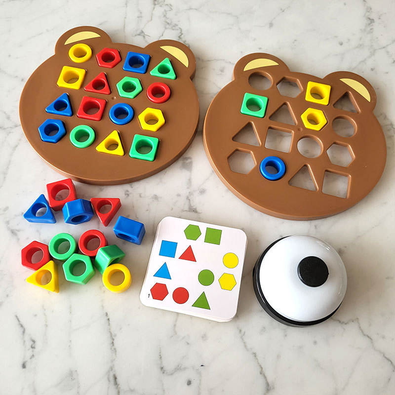 Children's Early Education Educational Bear Geometric Shape Matching Montessori Education Building Blocks Family Interactive Battle Sensory Integration Board Game