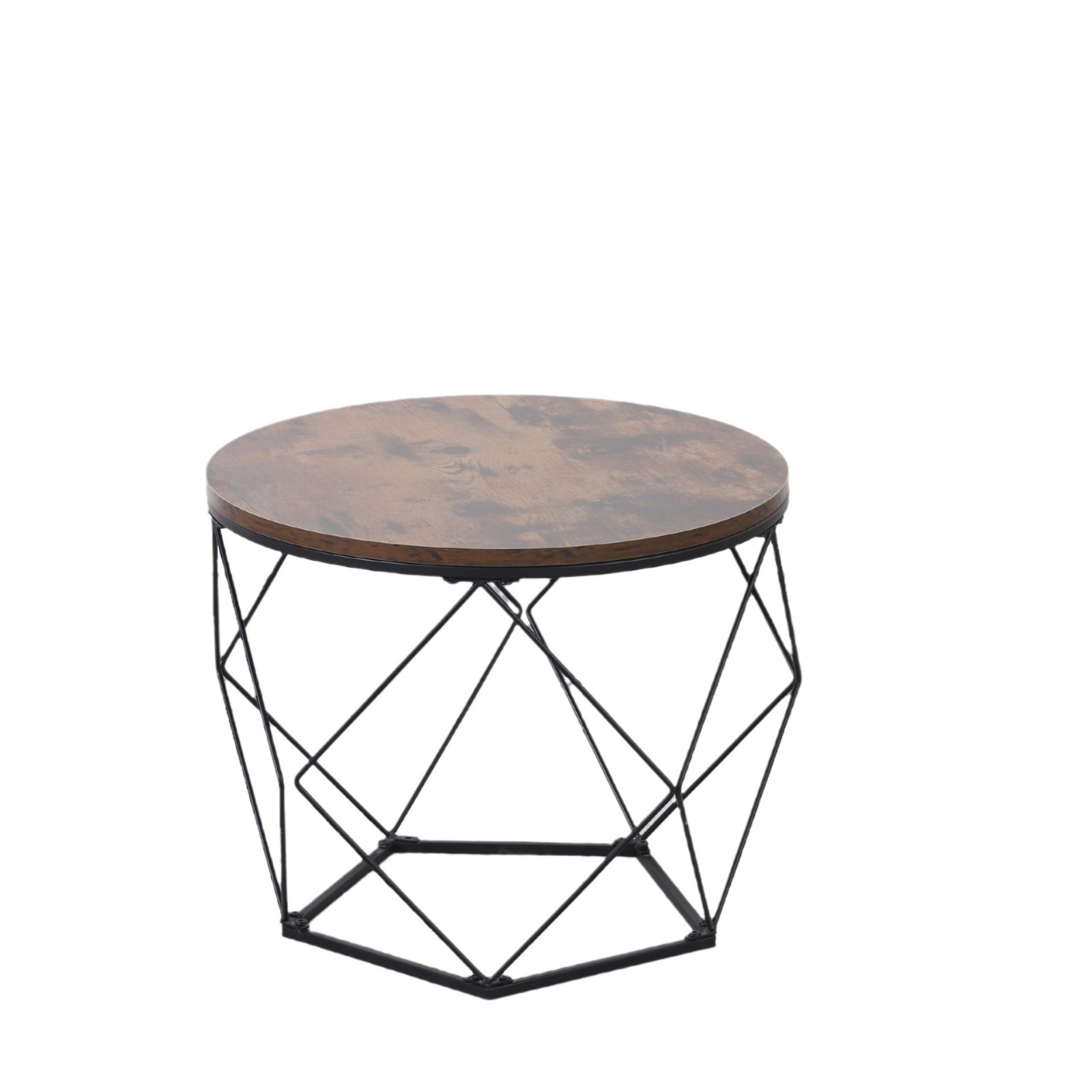 in stock Country Vintage Sofa Side Table Round Coffee Table Open Storage Coffee Table Side Table Wrought Iron Small Table