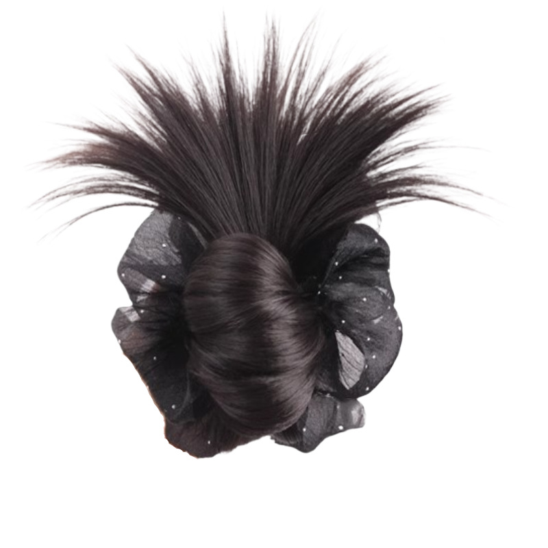 Mesh low ball head wig grab clip women's lazy feeling hair bag shape natural fluffy head chicken feather wig bag