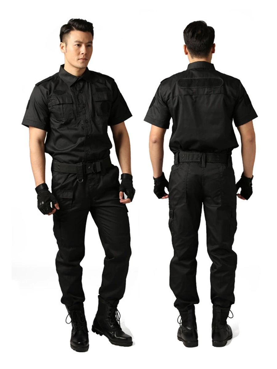 Autumn New Security Work Clothes Short-Sleeved Pants Suit Property Duty Uniform Door Guard Duty Black Training Uniform