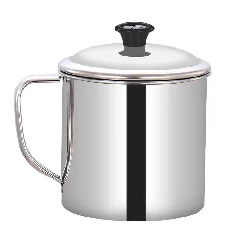 Food-Grade 304 Stainless Steel Water Cup, Kindergarten Cafeteria Anti-Scalding and Anti-Fall Cup, Household Tea Cup with Lid, Mouthwash Cup