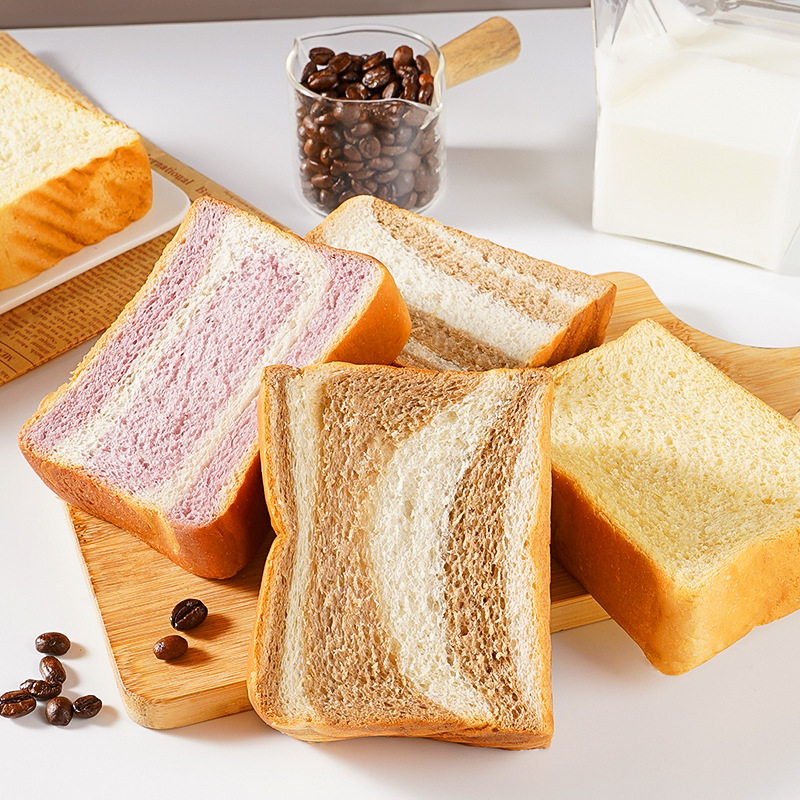 Thick-Cut Toast Taro-Flavored Bread, Direct from Manufacturer, Wholesale by the Box, Cross-Border Supply, Bread Slices Directly from Factory