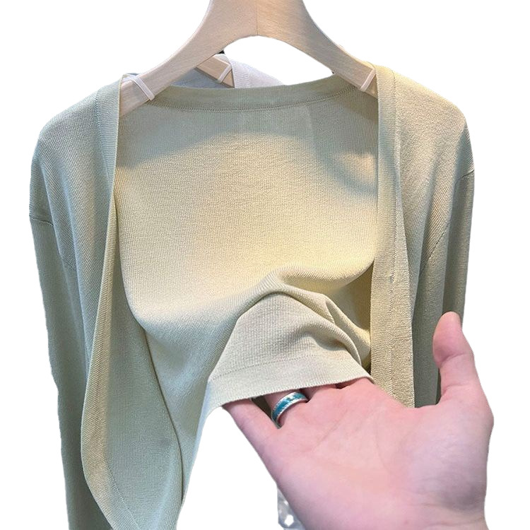 Summer Outer Wear Thin Cardigan Jacket All-Match Short Sun Protection Clothing Shawl Elegant Style Ice Silk Sun Protection Blouse Top