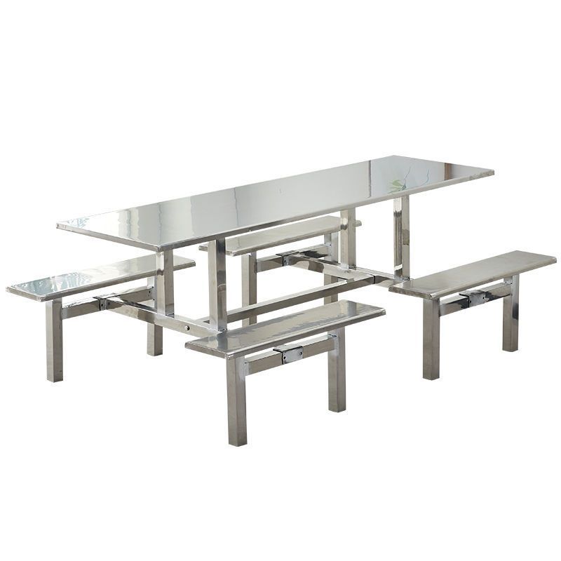 Stainless Steel Cafeteria Dining Table for 4, 6, 8 People, School Cafeteria Dining Table, Employee Factory Fast Food Dining Table and Chairs, Thickened and Integrated