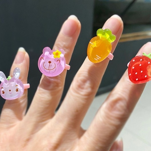 diy children's ring base family handmade materials pink diy plastic ring resin jewelry accessories