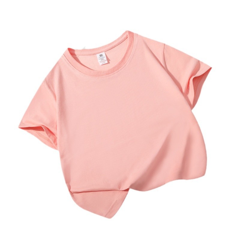 Heavy Combed Cotton Children's T-shirt 13 Color Round Neck Solid Color Top Loose Comfortable Kindergarten Class Clothes Children's Short Sleeve