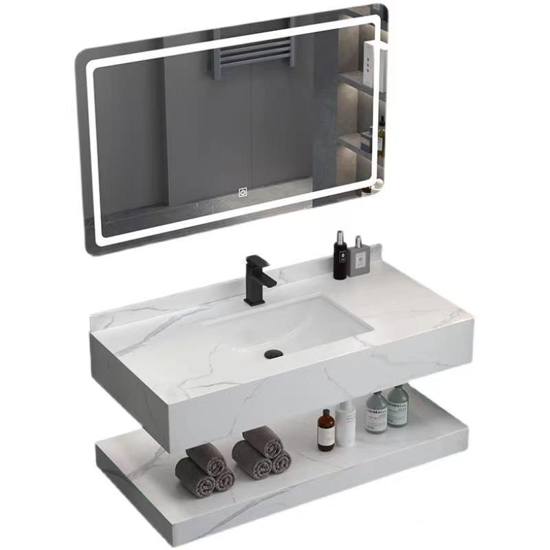 Factory Direct Sales Simple Hotel Style Double Layer Slate Bathroom Cabinet Washbasin Washbasin Home Decoration Project