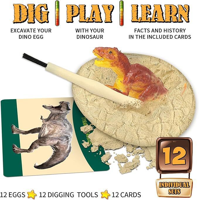 Archaeological Dinosaur Egg Set Children's Educational Toys for Boys Tyrannosaurus Rex Simulated Dinosaur Fossil Excavation Blind Box Toys