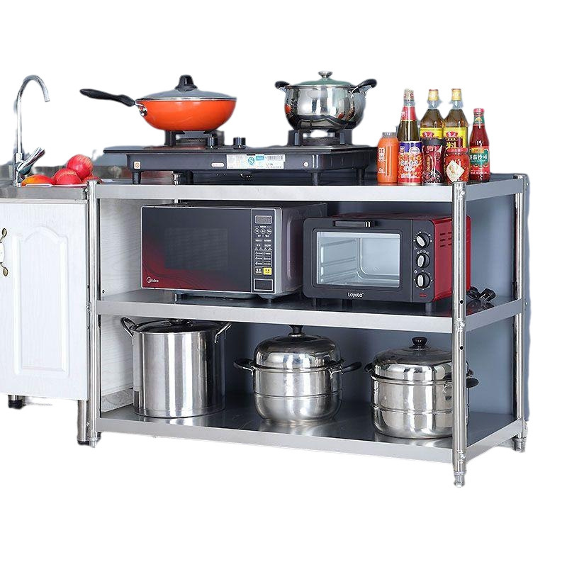 Stainless Steel Storage Rack Kitchen Crate Board Workbench Special Table Commercial Double-layer Rectangular Shelf Three-layer Countertop