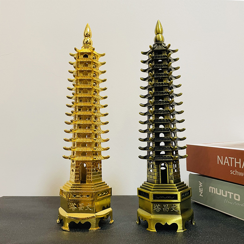 To be no. 9 alloy Wenchang tower living room student desktop decoration ornaments factory direct metal crafts