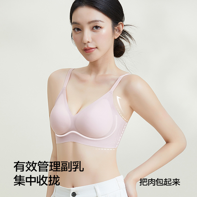 Steel-free Naked Feeling Traceless Underwear Jelly Soft Support Breast Fixing Cup Steel-free Ultra-soft Thin Bra Underwear