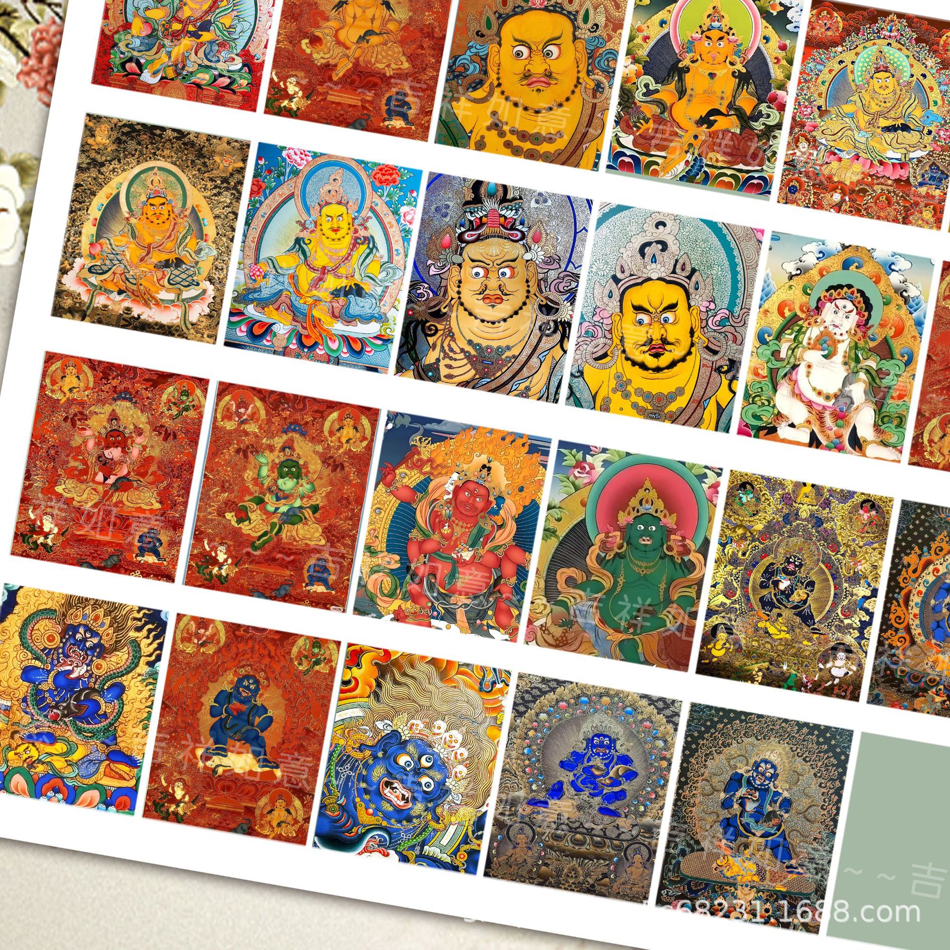 Thangka Xizang Replica of the National Style, Custom-Made Long Five Ye, Yellow God of Wealth, Green Tara, Nepalese Xizang Zakiram