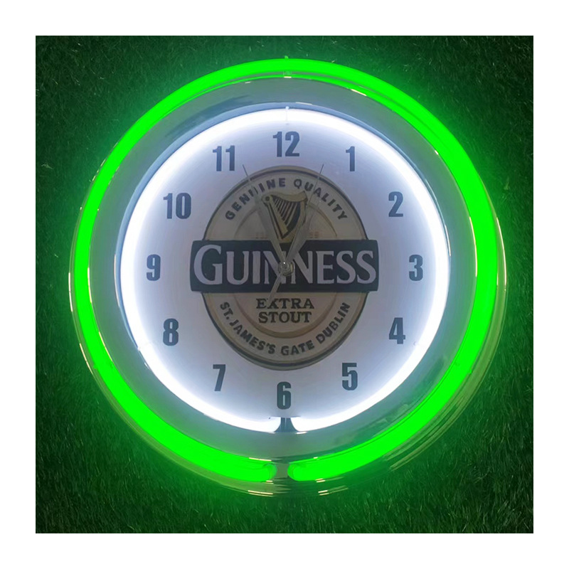 Neon wall clock home bar restaurant decoration surrounding souvenir modern simple light clock wholesale