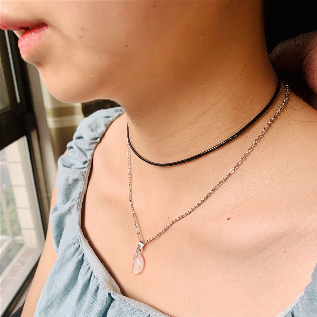 20 kinds of natural stone ladies chain necklace white pine obsidian white crystal gray agate blue sand gold stone wholesale