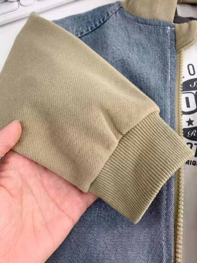 Boys' Spring and Autumn Denim Coat 2024 New Korean Children's Hooded Zipper Shirt Casual Top Children's Duffy Handsome Fashion