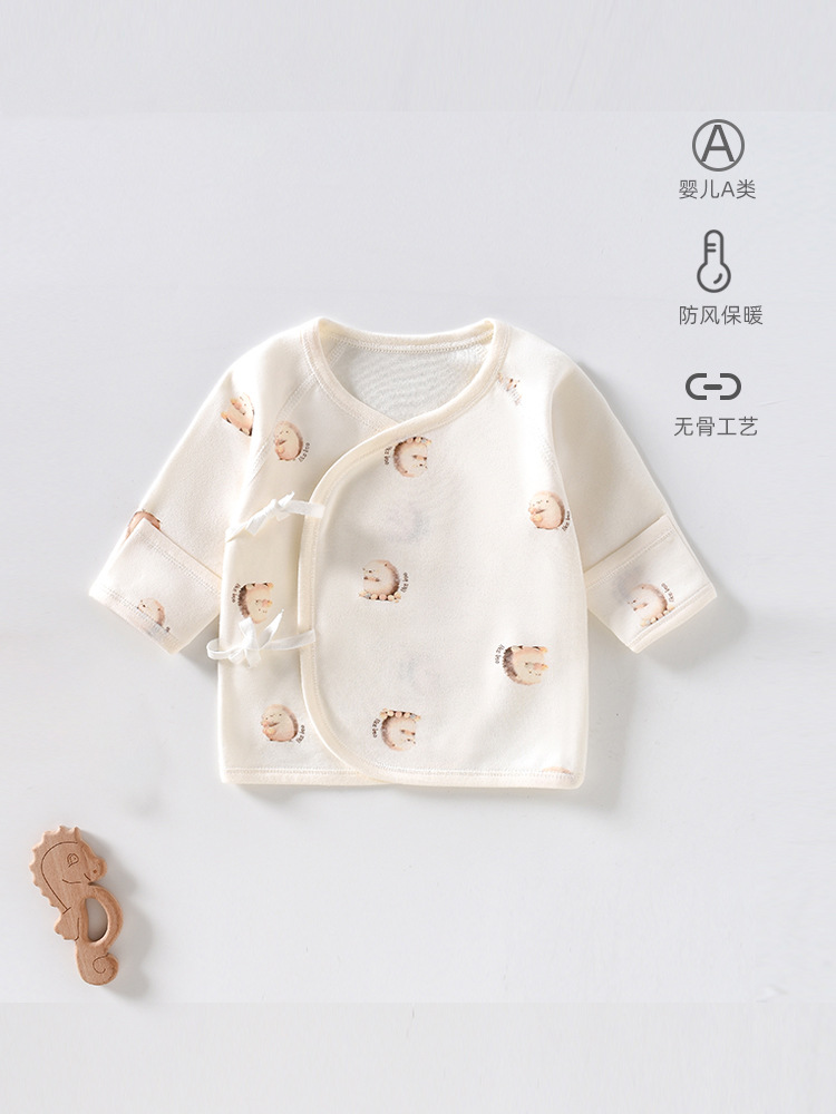 Newborn Half-Back Baby Type a Boneless Pure Cotton Baby Type a All Year Round Size 52 Autumn and Winter Monk Clothing Baby Tops