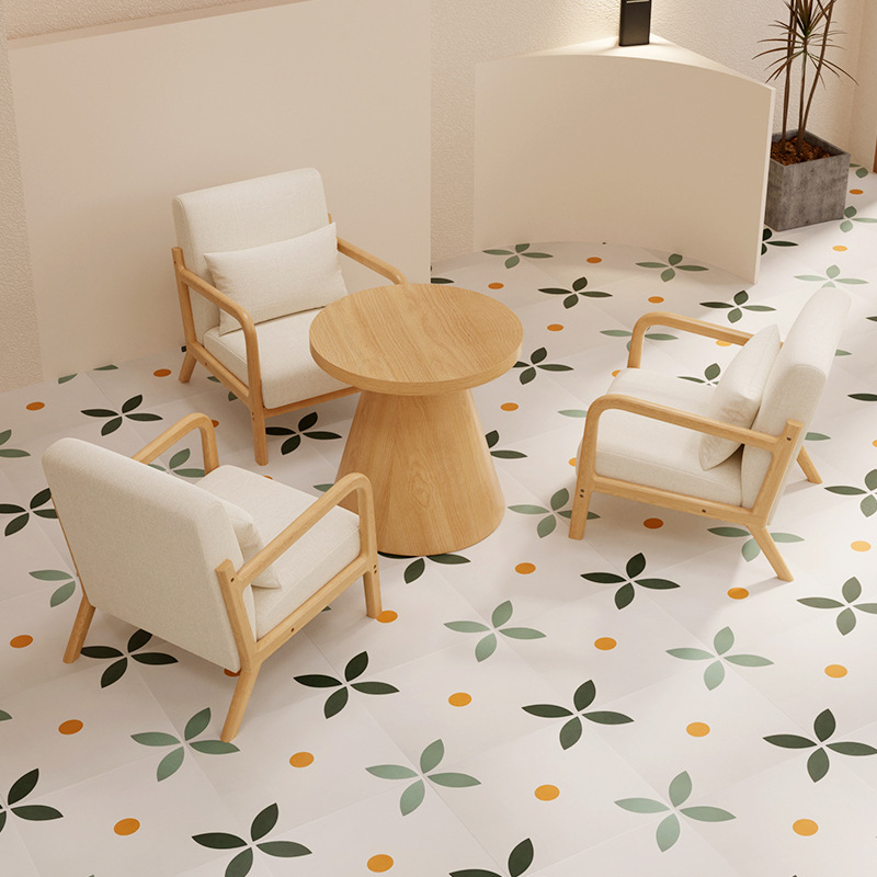 Sponge Solid Wood Restaurant Hot Pot Restaurant Cafe Table and Chair Combination Milk Tea Shop Deck Leisure Area Small Round Table Sofa