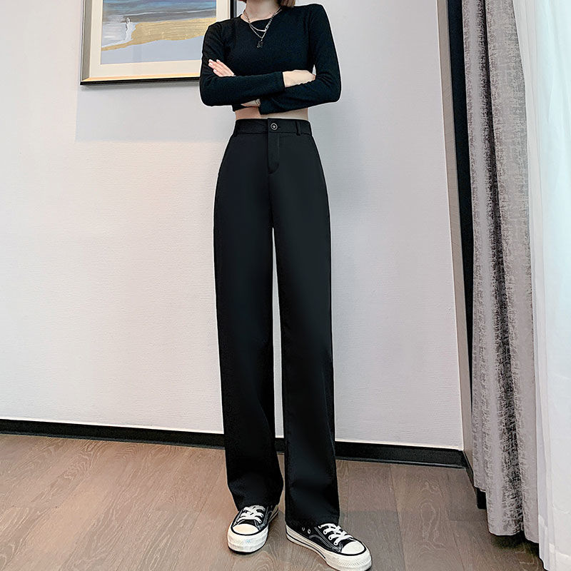 Black Suit Wide-leg Pants Women's Spring and Summer New High Waist Slimming Straight Pants Dosing Loose Casual Pants