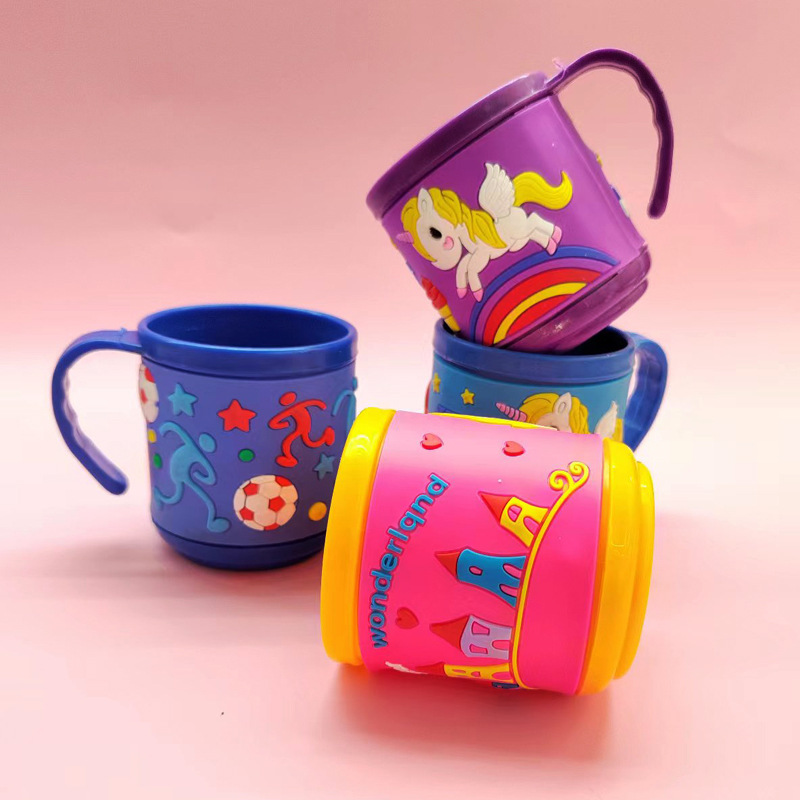 Wholesale children's 200ml direct drink cup milk water Cup household anti-Fall Cup PVC soft rubber cover leather mouth Cup cartoon Cup