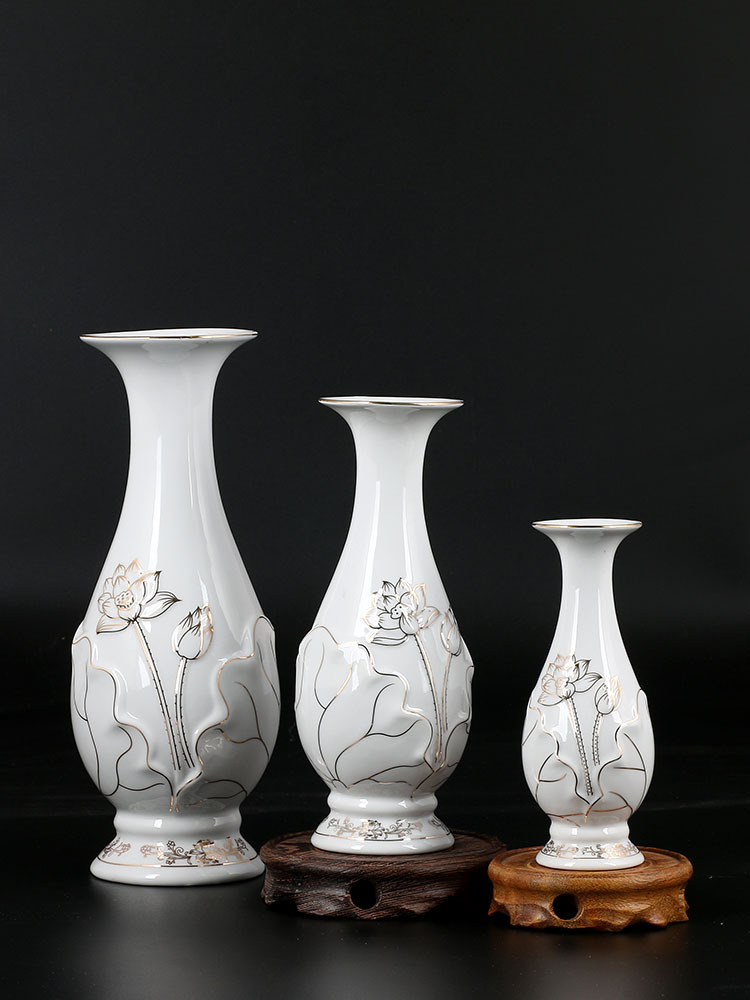 Ceramic Living Room Buddha Vase Guanyin Water Purification Bottle Lotus Vase Home Decoration Buddha Front Flower Vase Generation Simple Vase