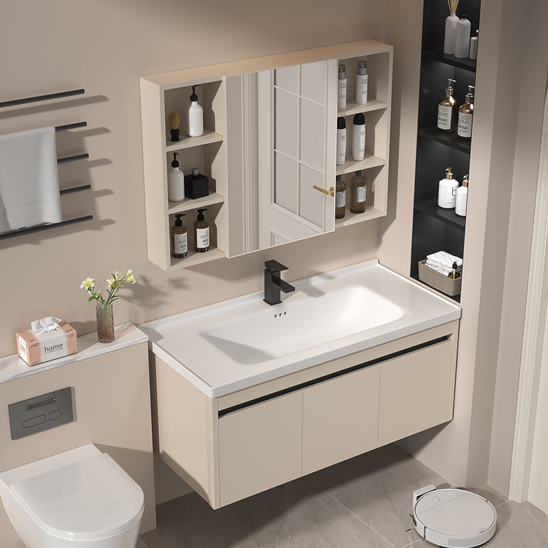 Honeycomb Aluminum Bathroom Cabinet Ceramic Integrated Basin Wash Basin Cabinet Combination Bathroom Washstand Wash Basin Integrated Cabinet