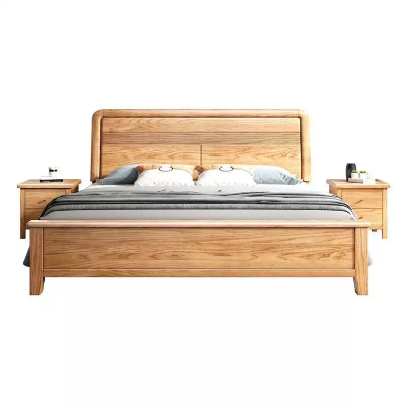 Red Oak Solid Wood Bed 1.8m Master Bedroom Double Bed Home 1.5m Air Pressure High Box Storage Bed Kidsren's Single Bed