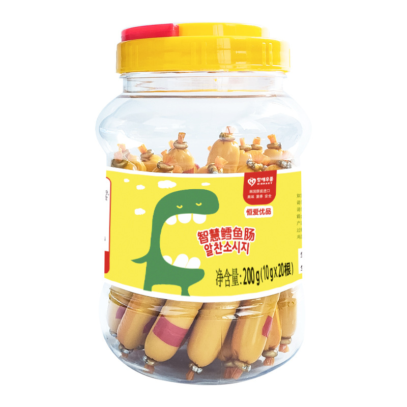 South Korea Hengai Youpin Smart Cod Sausage 200g Small Can Portable Pack Imported Deep Sea Cod Snacks for Children