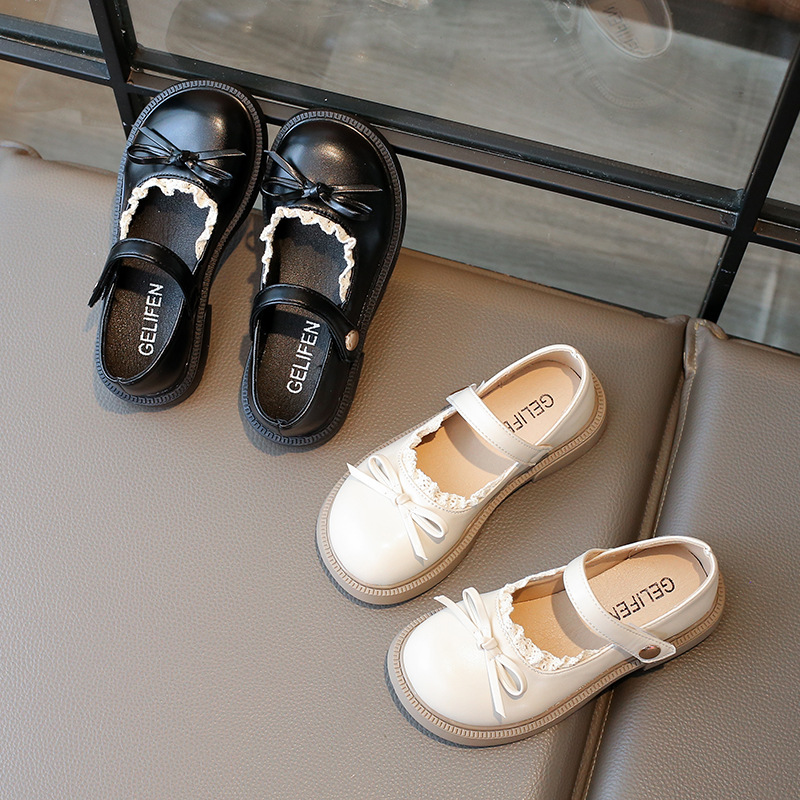 Girls Princess Shoes 2025 Korean Style Autumn New Style Children's Style Leather Shoes Soft Sole Children's Bow Shoes