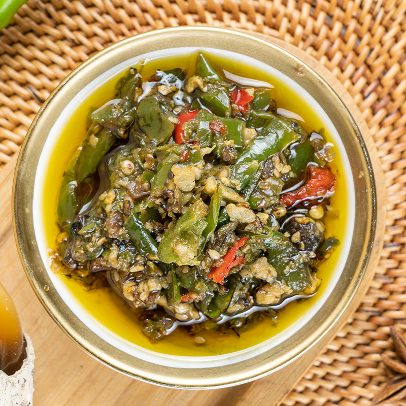 Sichuan baby egg fried pepper sauce chili sauce bibimbap noodles sauce tiger skin green pepper sauce 230g