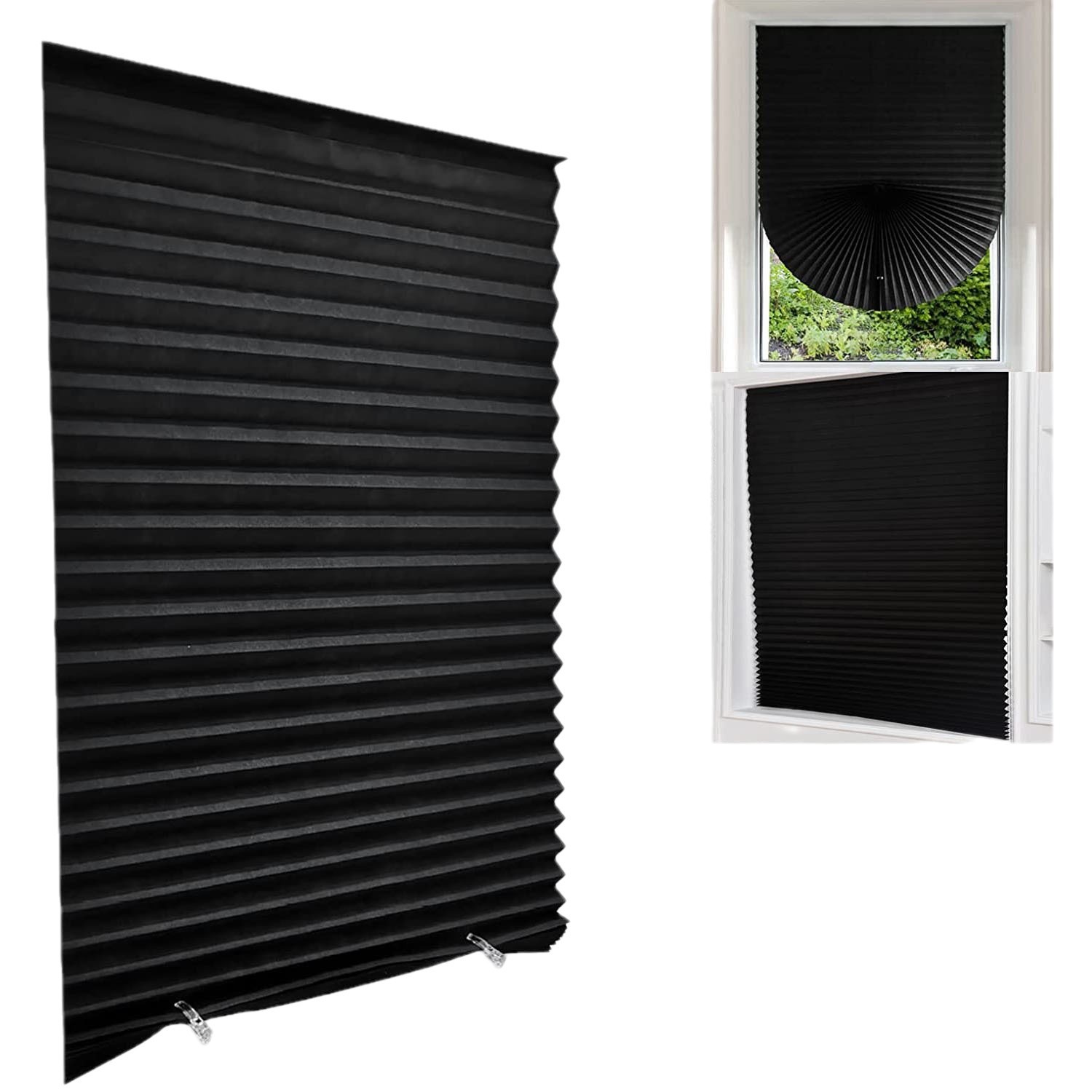 Full blackout curtain self-adhesive pleated curtain non-perforated adhesive roller blind sunshade in stock portable blinds wholesale