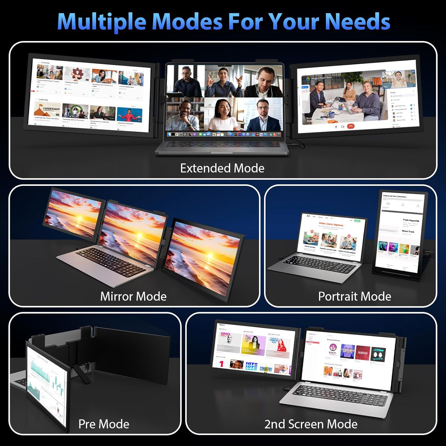 14-inch dual-screen portable display notebook expansion screen stock trading multi-screen folding peripheral sub-screen multi-function