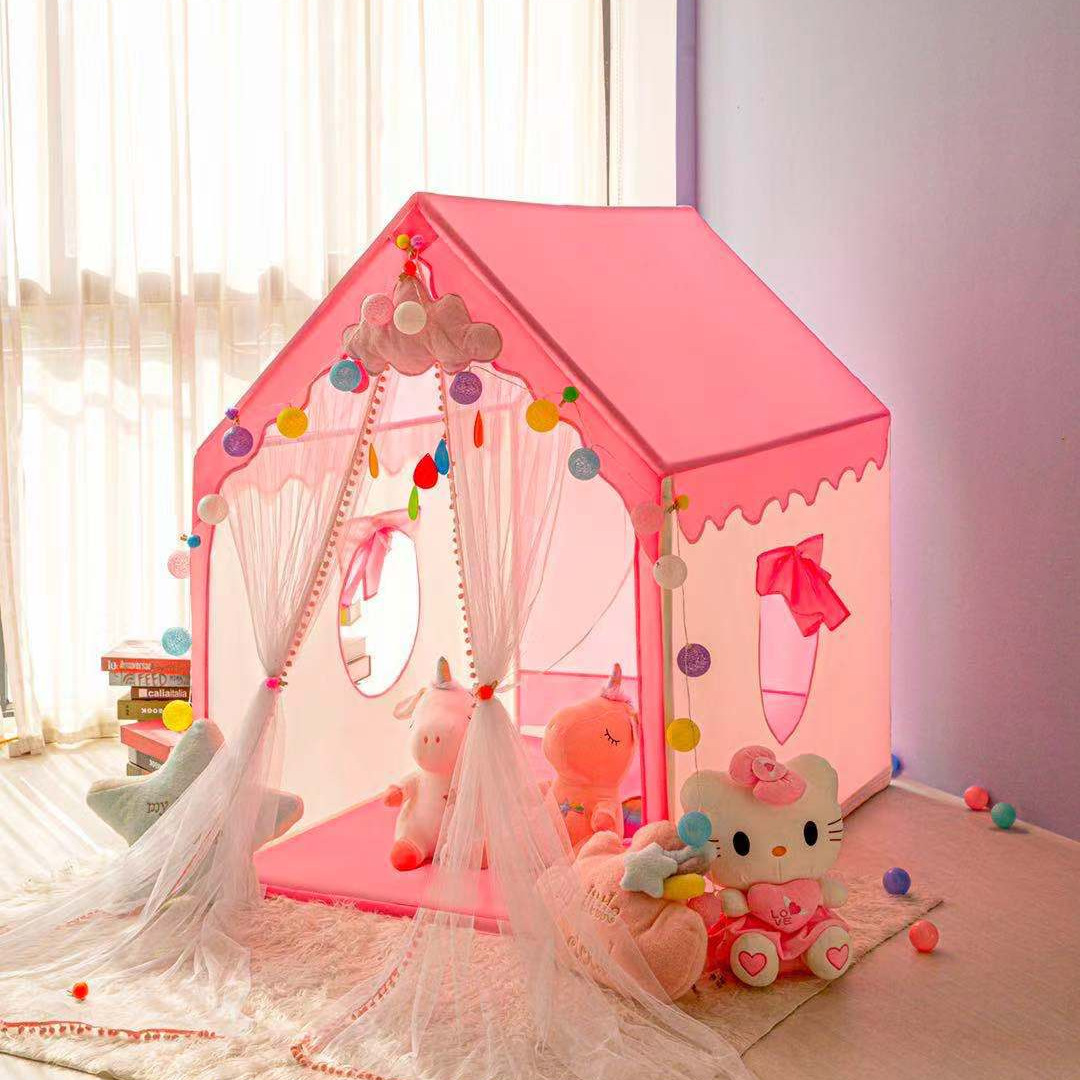 Hot Sale Kids Little House Tent Game House Reinforced Metal Bracket Indoor Boys Girls Princess Toy Castle