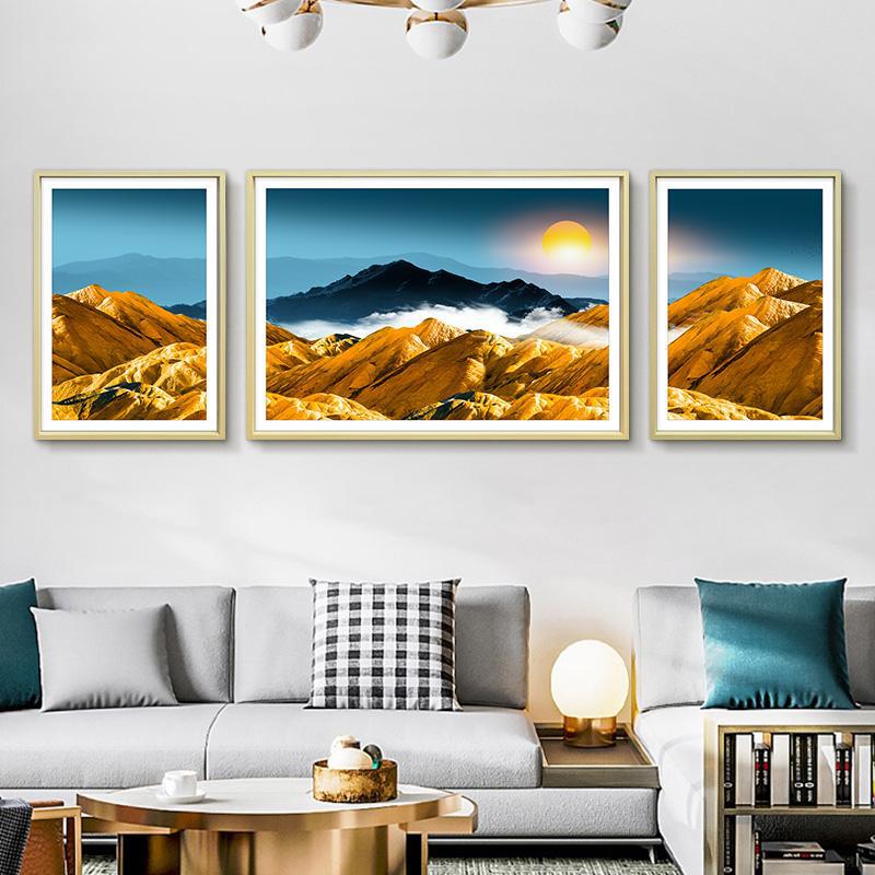 Живопись для фона дивана, современная минималистская декоративная живопись, восходящее золотое солнце на севере 53
