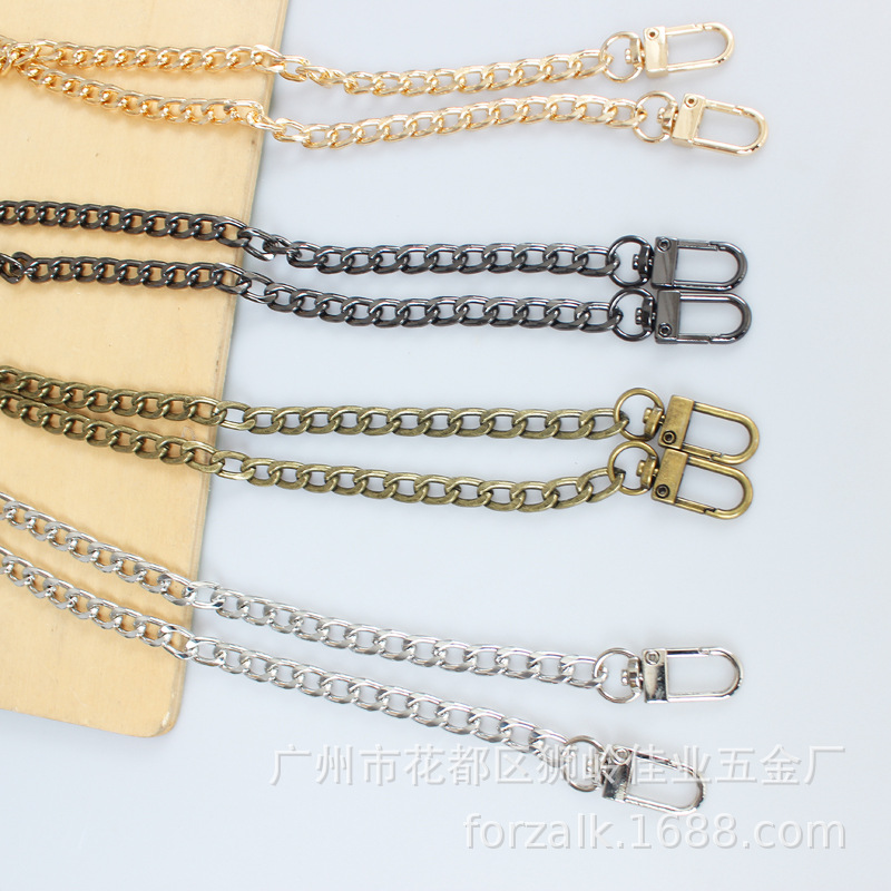 Bag Chain 8mm Wide Bag Strap Cross-Border Hot Sale Gold 2.0Nk Flat Chain with Three-Point Door Buckle Bag Chain Satchel