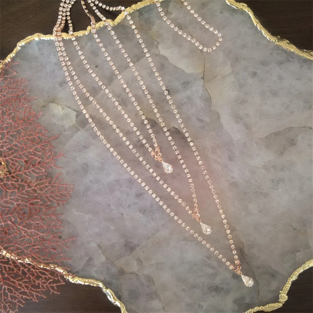 Europe and the United States cross-border hot multi-layer back chain luxury rhinestone Super Flash Bride wedding dress accessories fashion accessories women