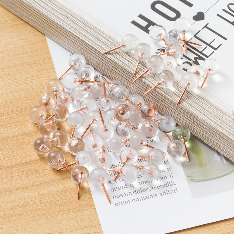 Yiwu Amazon for transparent rose gold ball nail special-shaped I-pin plastic pushpin nail press nail bulk