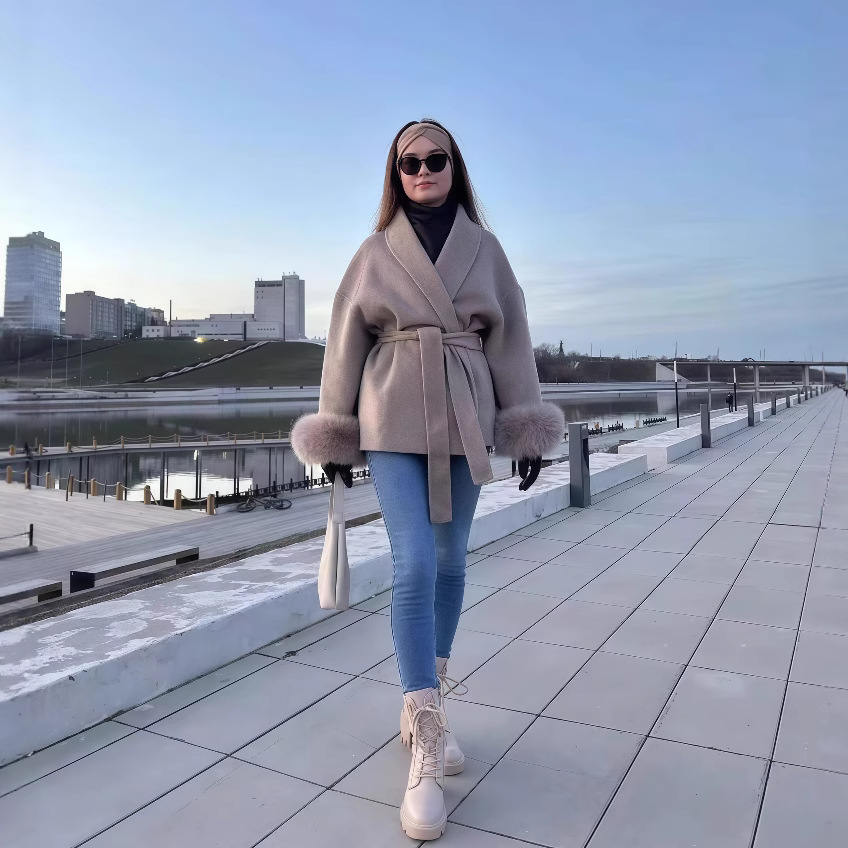Amazon 2025 New Autumn and Winter Aliexpress Fashionable Casual Elegant Soft Loose Lapel Pure Color Woolen Coat