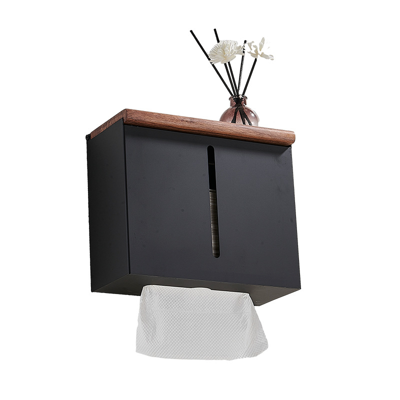Household tissue box solid wood tissue box walnut paper box kitchen bath roll paper box multi-purpose storage rack in stock wholesale