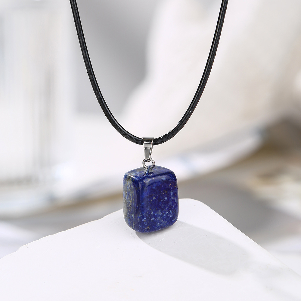 Zhuhang Jewelry Cross-Border Popular Natural Crystal Pendant Irregular Amethyst Lapis Lazuli Necklace Jewelry Wholesale